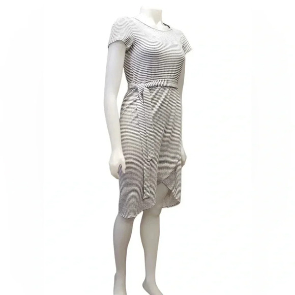 Lulus Sun Swept Black & White Striped Belted Midi Dress  Size Small - Picture 5 of 12